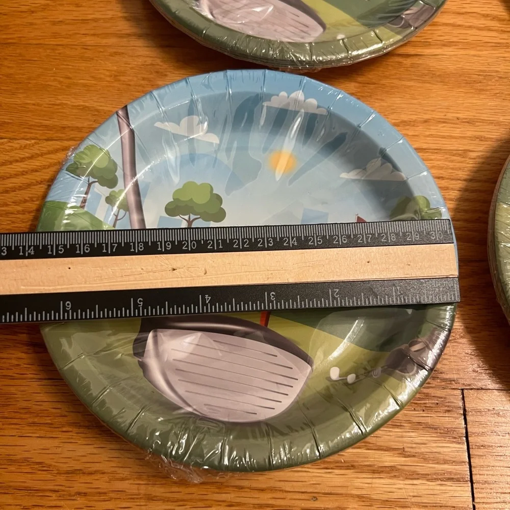 Golf Themed Party Plates - Blue and Green